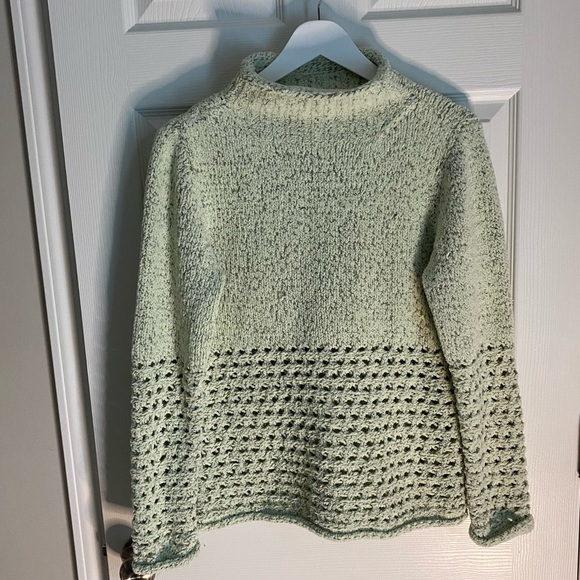 Sigrid Olsen Sweaters - Womens Sigrid Olsen Light Green Mock Neck Pull Over Sweater Size Small Oversized